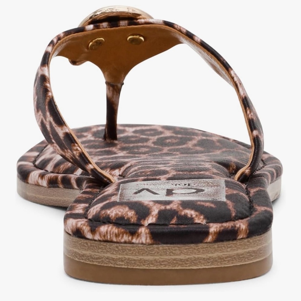 Dolce Vita Women's 8 Leopard Flip Flops Gold - Picture 3 of 5